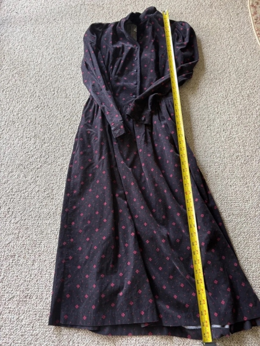 Vintage Laura Ashley Black Corduroy Cottagecore Prairie Dress UK Size 8 Feminine - Picture 12 of 15